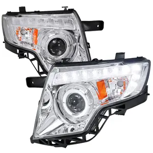 2007-2010 Ford Edge Halo Projector Headlights w/ LED Light Strip (Chrome Housing/Clear Lens)