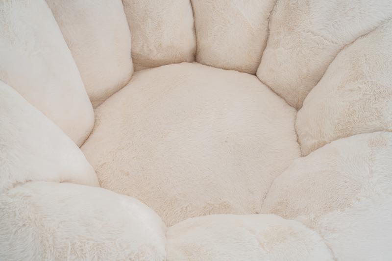 Eyisean 45" Fluffy Bean Bag Chair for Adults with Floral-Shaped Backrest, Comfy Soft Cloud Reading Chair with Faux Fur & Foam, Lazy Lounge Single Sofa for Bedroom, Living Room, Apartment