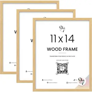 11x14 Picture Frame  - Set of 3 Beige  Frame 11x14 Without Mat, 11 By 14 Picture Frame, 14x11 Frame For Wall