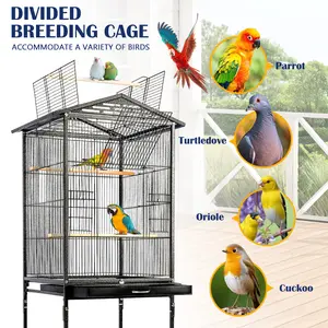49 Inch & 54 Inch Rooftop Luxury Villa Bird Cage with Perches for Parrots Quakers Cockatiels Indoor Outdoor Home Use Parakeet Cages Durable Iron Cage