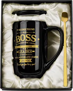Boss Gifts -  Boss Gifts for Men Women - Office Valentines Day Gifts - The Office Farewell Gifts for Boss - Boss Day Birthday Gifts Ideas for Boss, Mentor, Leader - Large Porcelain Boss Mug 18 Oz