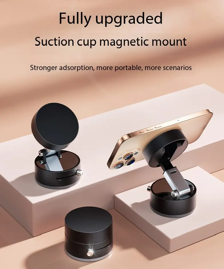 Upgraded Vacuum Magnetic Phone Holder Stand with Strong Grip Anti-Slip Base Foldable Design for Car Home Travel Car Accessories for Women Men mobile stand  creator  kit Multi-Functional Case Set electric induction opening vacuum  suction girl boys woman m