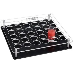 36 Shot Glass Tray Holder,  Shot Glasses Holders  Glass Cup Serving Tray Cups Organizer Shot Glass Display Bar Accessories for Party Bar Club, Hole: 1.5"