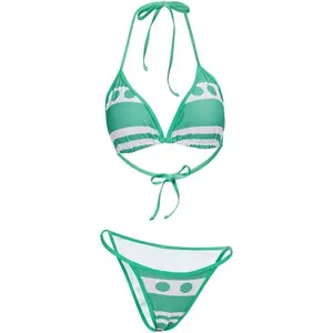 Nami Cosplay Costume Sexy Green Swimsuit Nami Bikini Two-Piece Set Swimwear Women Girls Bathing Suit