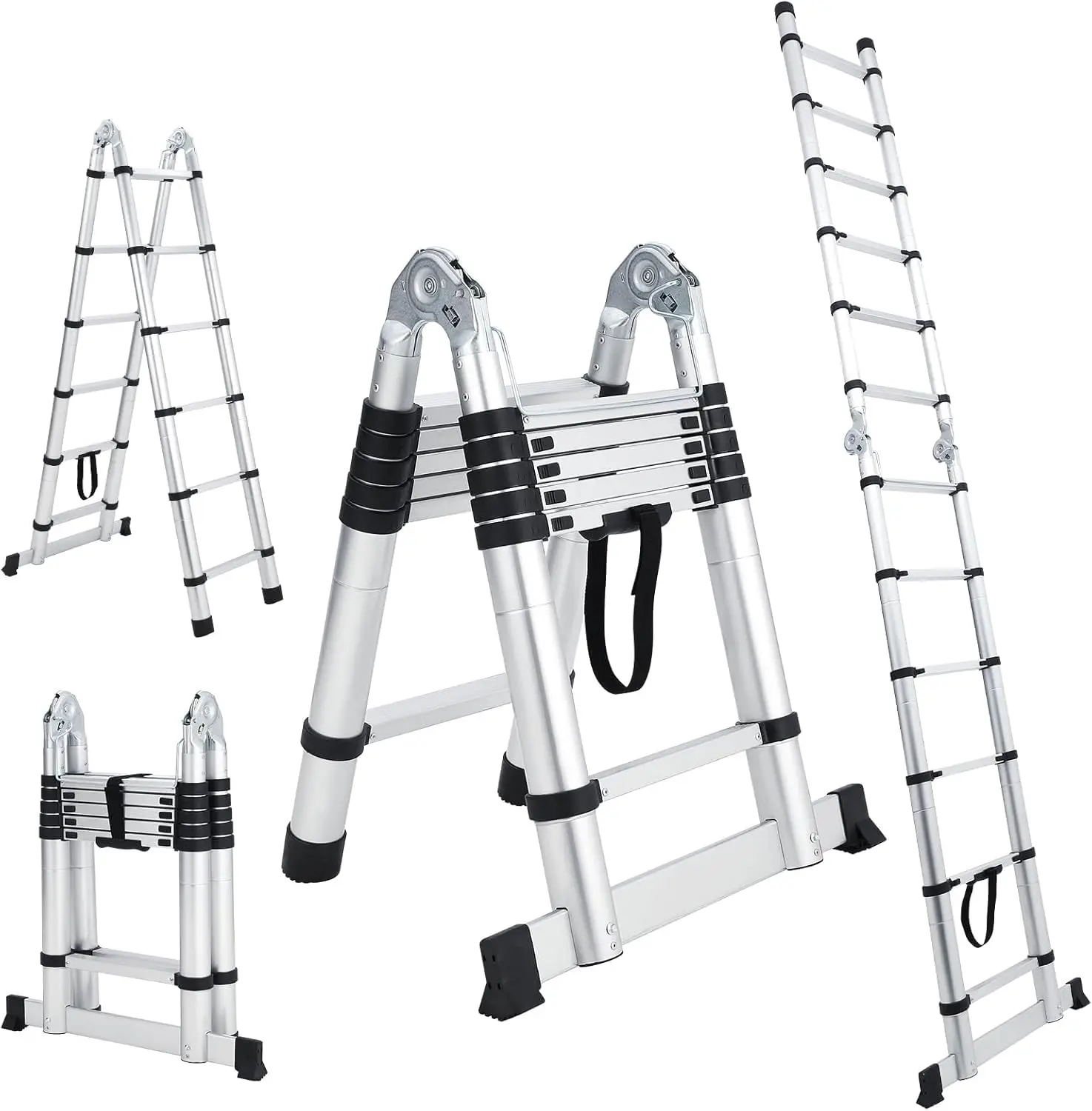 【GARVEE】12.5FT Telescoping Ladder - Portable Aluminum Extension Ladder ...