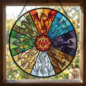 Wings Of Fire Dragons Stained Glass Suncatcher, Queen Of Pyrrhia Suncatcher, Nightwings Window Hanger, Fantasy Novel Lover, Gift for fan 10
