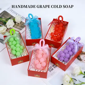 Grape Shape Handmade Soap Cute Monkey Design Gentle Cleansing Bar for Hands & Body Mild Skin Care Portable Travel Size Daily Washing Soap for Home & Outdoor Use
