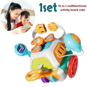 1 set 10-in-1 multifunctional activity board cube, suitable for children's educational learning activities, Easter basket filler, birthday gift for boys and girls, random accessory colors, Christmas stocking filler