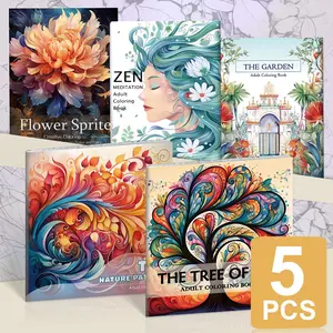 5-Pack Anti-Stress Coloring Book Set for Adults - Paperback with Floral, Zen, Garden Designs - Relaxation, Stress Relief, Mindfulness Art for Men & Women - Intricate Patterns & Simple Designs for Fun & Creativity - Perfect for Holidays & Parties