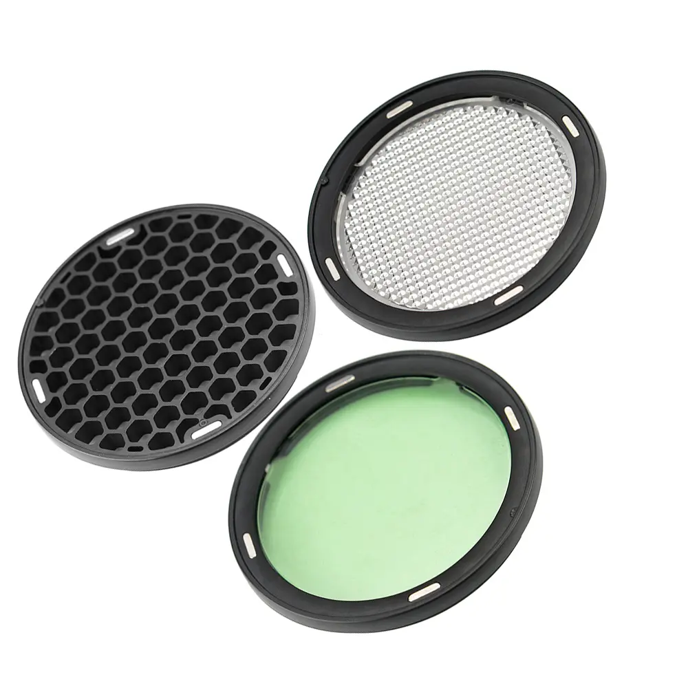 AK-R1 Compact Pocket Flashlight Accessories Kit with 1 Bounce Card, 1 Diffuser Plate, Port, Magnetic Features, Honey Comb Grid, Color Correction, Fast Install & Portable Bag (18.3 * 10 * 6.7Cm) for Godox H200R, V1, AD200, AD200pro, AD100PRO Round Flash He