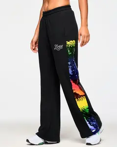 Zumba Wide Leg Sweatpants With Sequin Panels