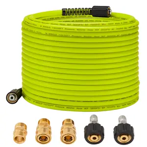 M MINGLE Pressure Washer Hose 50 FT x 1/4" - Replacement Power Wash Hose with Quick Connect Kits - High Pressure Hose with M22 14mm Fittings - 3600PSI Driveway Cleaning