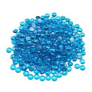 VEVOR Fire Glass, 10 lbs/ 4.5 kg High-Temperature Resistant Fireplace Rocks, 3/4-Inch/ 19.05 mm Reflective Firepit Glass Beads, High Luster Stone Landscaping for Fire Pit Table, Caribbean Blue