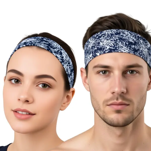 RAVEbandz The Pro Navy Shibori Wide No Slip Headband, Boho Stretch Hair Band, Fashion Headband for Women, Moisture Wicking Hair Accessory for Everyday Wear & Active Lifestyle