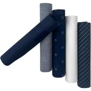 5 Pack Handkerchief Mens Cotton Luxury Hot Silver Gift Box Set, Vintage 40x40cm Fancy Design Pocket Square Hankie Gift Pack