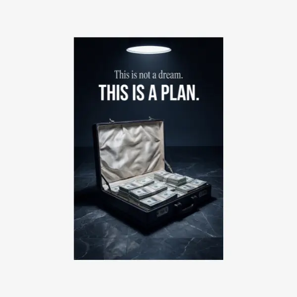 This Is Not A Dream This Is A Plan Briefcase Money Poster | Dark Cinematic Wealth Wall Art | A3 Premium 220 GSM Hard Paper | Entrepreneur Investor & Money Mindset Office Decor Print