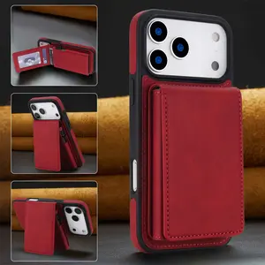 Two-In-One Magnetic Detachable Wallet Case for iPhone 17 Pro Max, 16e, 15, 14, 13, 12 Pro Max, Card Holder, PU Leather Protection
