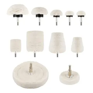 11pcs Buffing Wheel For Drill  Polishing Ball With 0.25" Hex Shafts Cotton Kit Rotary Tools Sanding Headlight Rims Manifold Aluminum Chrome Stainless Steel