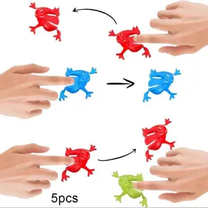 5-Pack Random Color Mini Jumping Frogs, Colorful Plastic Bouncy Frog Toys, Parent-Child Interactive Finger Toy, Fun Party Brain Teaser