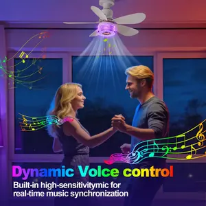 20.5 Inch Ceiling Fan Light with Bluetooth-compatible Speaker, RGB Color Changing, Timer, Dimmable, Ideal for Bedroom and Home Decor, Ambient Light