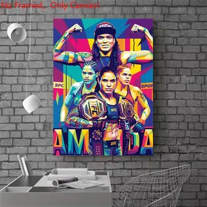 1 piece/set frameless canvas painting print poster, Classic realistic Boxing Sports star art，Amanda Nunes Pop Art，a perfect gift for mixed martial arts loves, ideal gift for bedroom, living room, dorm hallway, kitchen,s mural, wall decoration
