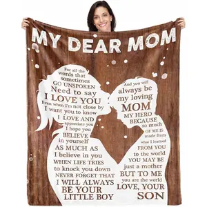 Birthday Gifts for Mom from Son Stocking Stuffers I Love You Gifts Best Mom Ever Ideas to My Mom Blanket Mothers Day Christmas Valentines Present Bed Throw Blanket 60"x50"