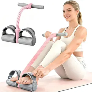 Upgrade 6-Tubes Foot Pedal Resistance Band,Multifunction Natural Rubber Pedal Exerciser with Soft Handles,Adjustable Ankle Strap & Anti-slip Pedal,for Abdomen Waist Arm Leg Full Body Stretching Strength Training
