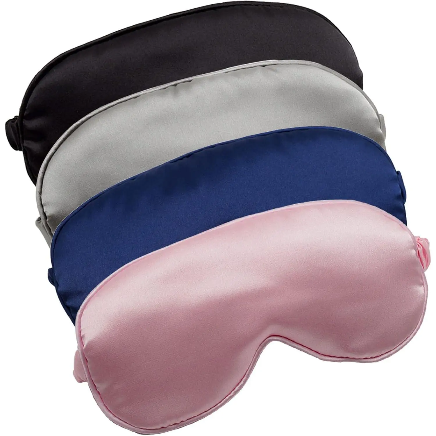 Sleep Masks 4 count Silky Eye Cover Soft Satin Blindfold Elastic Strap Night Eye Shade for Women Men