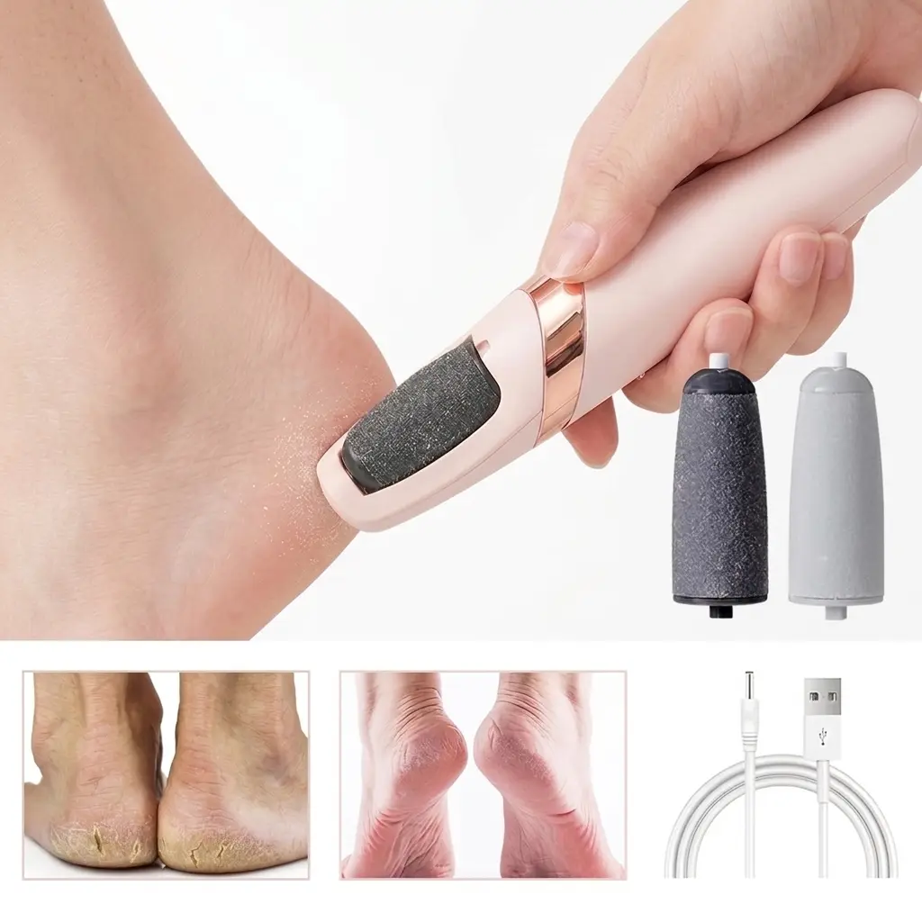 Painless 2-Speed Electric Feet Callus Remover, Portable Electronic Foot File Pedicure Tools, Waterproof Foot Scrubber for Dead Hard Cracked Dry Skin, Heel Scraper Foot Care Kit for Women & Men