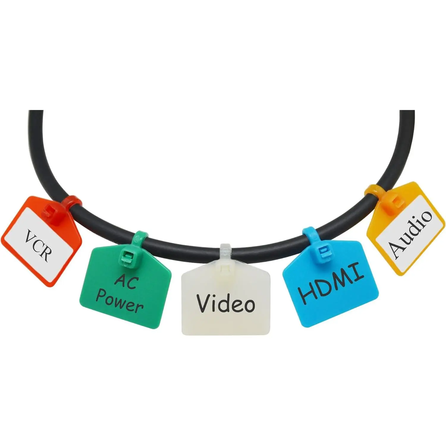 2-3/4” Nylon Cable Zip Ties Tags Labels Marker – Write on | Self-Locking with Free Printable - for Wire Marking and Organizing (50  Five Assorted Color)