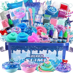 Large Ocean Slime Kit for Boy and Girls,Non Sticky,Super Soft Sludge Toy,Birthday Gifts for Kids 4-12,Soft Shiny Metal Clay Toy Girls & Boys
