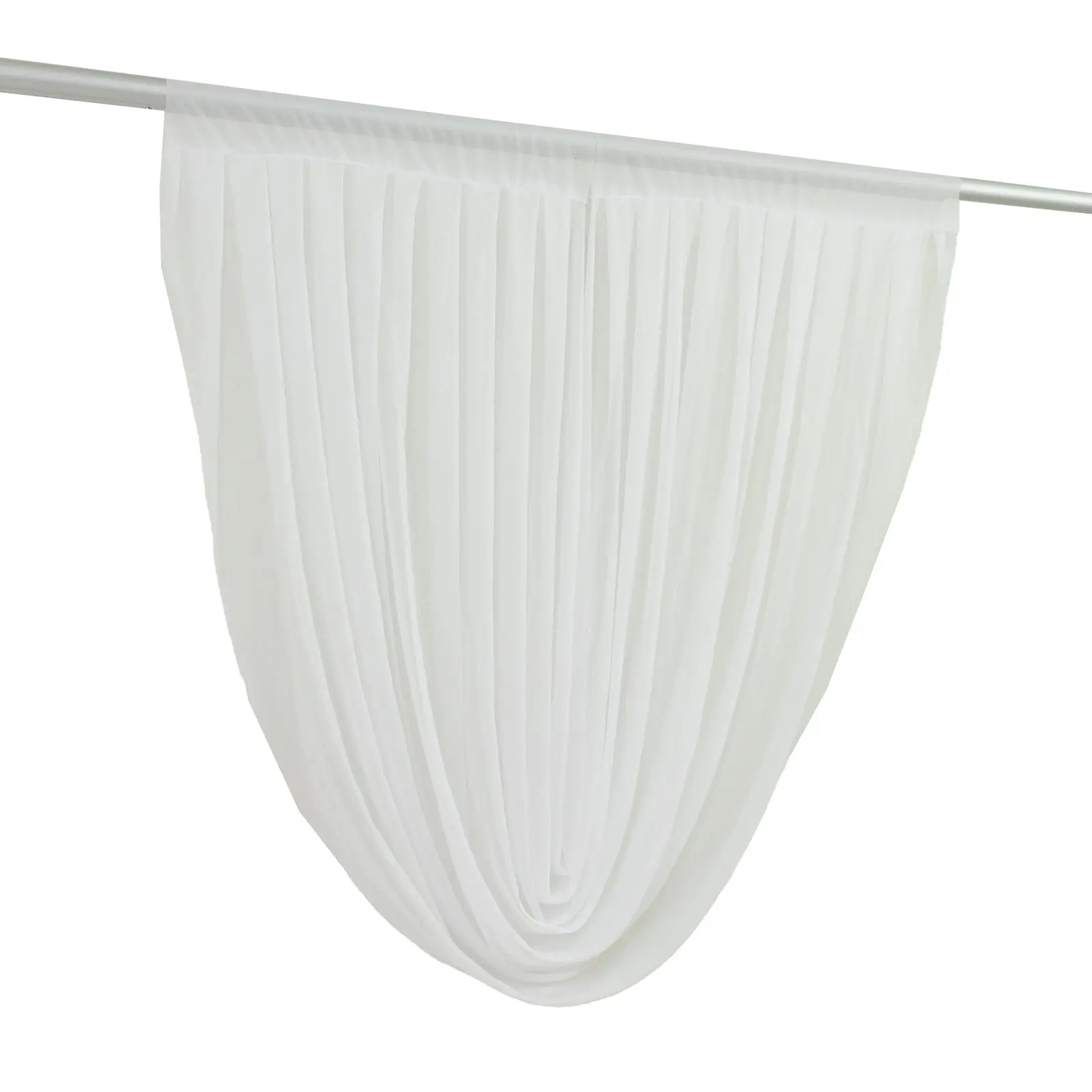 4ft x 4ft Sheer Chiffon Backdrop Valance Drapes - White Curved Top Swag Topper Panel for Wedding, Event Decor