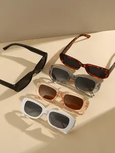 5pcs Women's Square Frame Sunglasses Set: 5 Pairs in Black, White, Gray, and Tortoiseshell for Beach Sunscreen and Fashionable Days Fashion Geometric