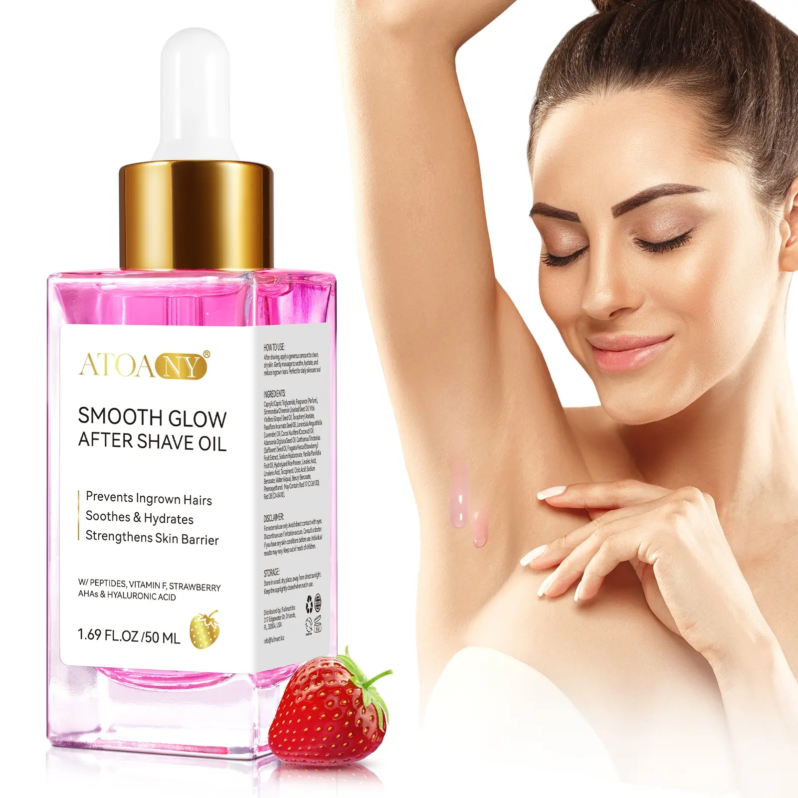 4/3/2/1 box ATOANY Women's Aftershave Oil 50ml, soothes shaving irritation, deeply moisturizes, has a light oil texture, absorbs quickly, is refreshing and non-greasy, suitable for all skin types.