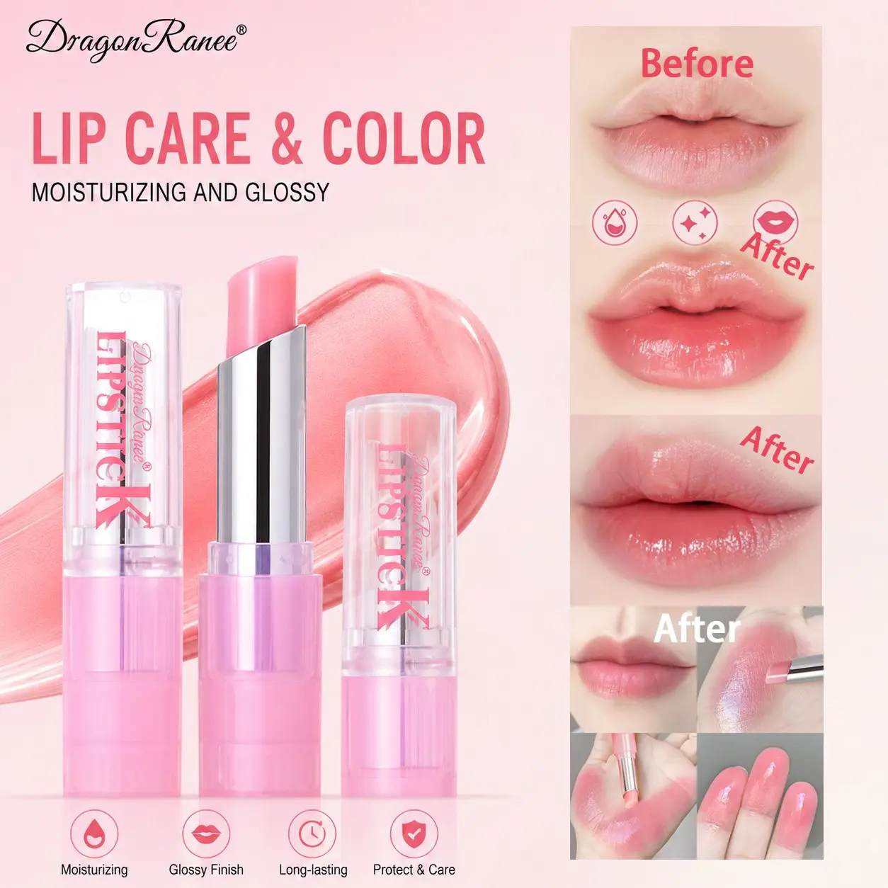 Color-Changing Lipstick, Lip Care, Long-Lasting Moisturizing, Waterproof, Non-Fading, Non-Staining, Hydrating, Warm Color Change, Freezer Color Change