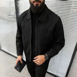 Men's Lightweight Casual Jacket Simple Versatile Coat for Spring Autumn Solid Color Design Light Business Style Zipper Closure Machine Washable Daily Leisure Work Formal Occasions