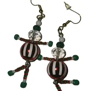 Adorable Christmas Elf Dangle Earrings with Festive Beads and Sparkling Accents for Holiday Season