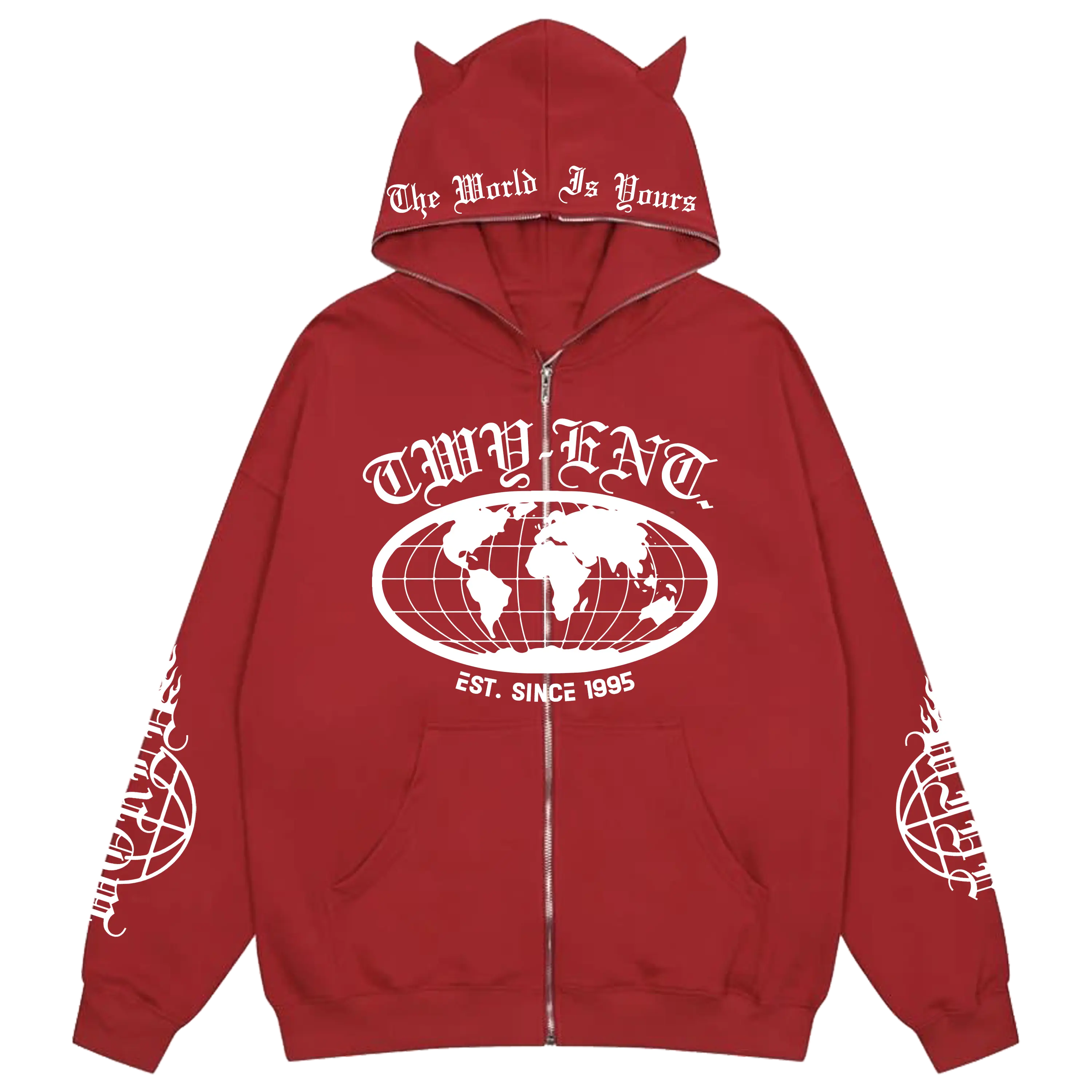 Horn Hoodie (Red) Cotton