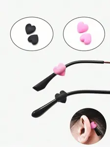 Heart Shaped Silicone Glasses Leg Cover, Soft Silicone Glasses Leg Cover, Anti-slip Glasses Holder for Women & Men, Glasses Grips