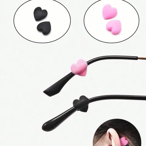 Heart Shaped Silicone Glasses Leg Cover, Soft Silicone Glasses Leg Cover, Anti-slip Glasses Holder for Women & Men, Glasses Grips