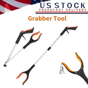 Heavy Duty Foldable Reacher Grabber Tool - Aluminum Construction, Rotating Jaw, Magnet, Extra Long Design, Padded Handle for Trash Pickup, Garden Cleaning