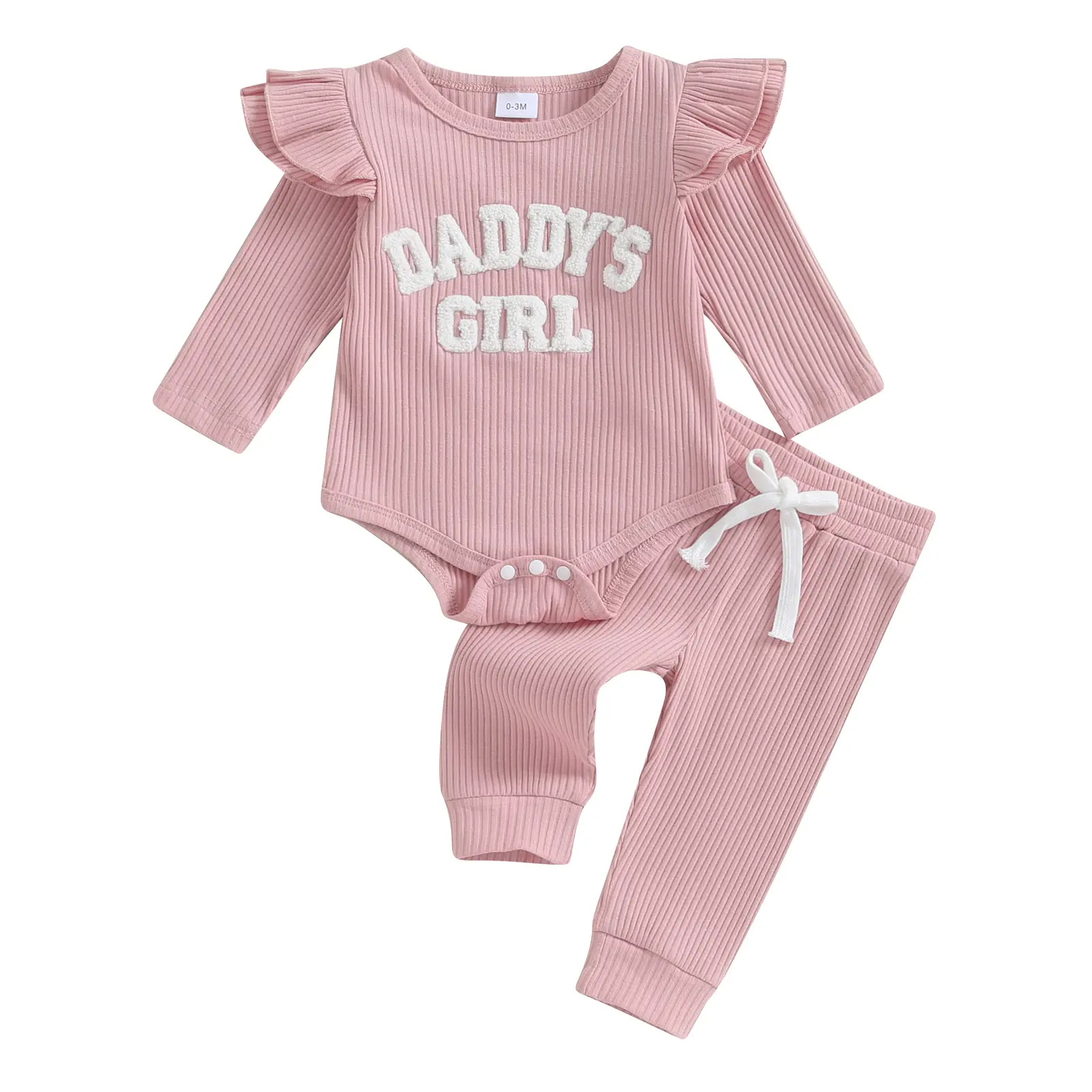 Daddys Girls Baby Clothes Newborn Infant Ribbed Romper Ruffle Long Sleeve Onesie Pants Fall Winter Outfits Cute Clothing