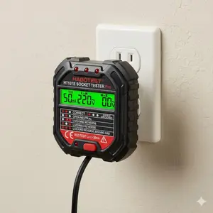 Professional Electrician Tool: RCD Tester, 5mA/30mA Earth & Polarity Detector, Voltage & Leakage Current Meter, Car Voltage Tester for Home Safety. Diagnose Socket Issues, Ensure Safe Wiring, Portable for DIY & Pro Use.