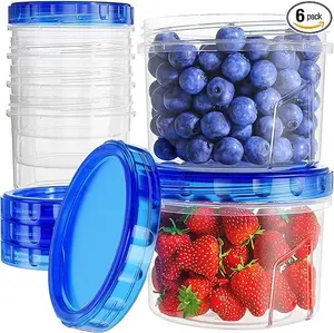 Freezer Storage Containers, [6 Pack-16 Oz] Airtight Plastic Food Storage Containers with Twist Top Lids, Soup, Meal Prep Containers | BPA Free | Stackable | Leakproof | Microwave/Dishwasher Safe