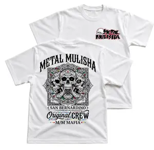 Metal Mulisha Skull T-Shirt, Tattoo Style Graphic Tee With San Bernardino Original Crew Back Print, Front Chest Skull Logo Shirt, Bold Biker Street Apparel Gift for Men