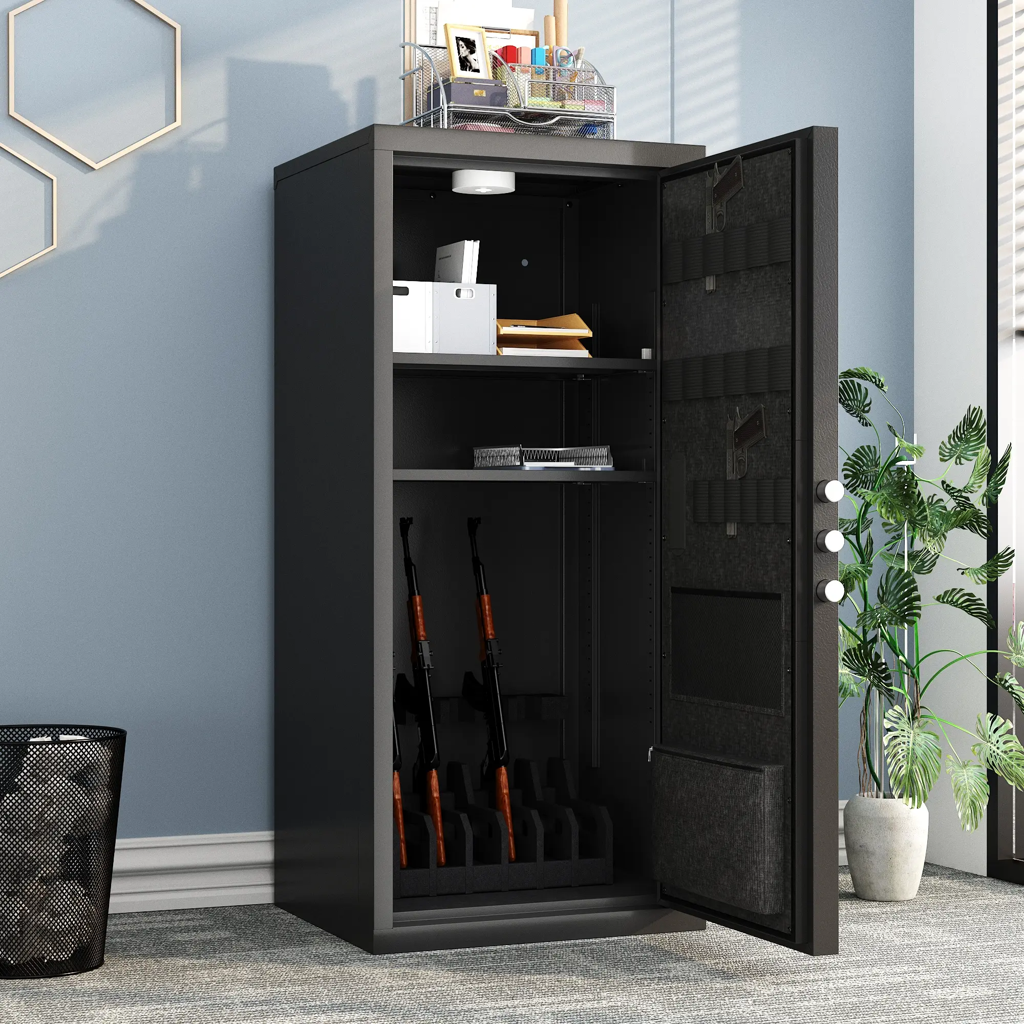FUFU&GAGA 39.4" Tall Gun Safe Cabinet, Electronic Firearm Storage Safe with Digital Keypad & Removable Shelves