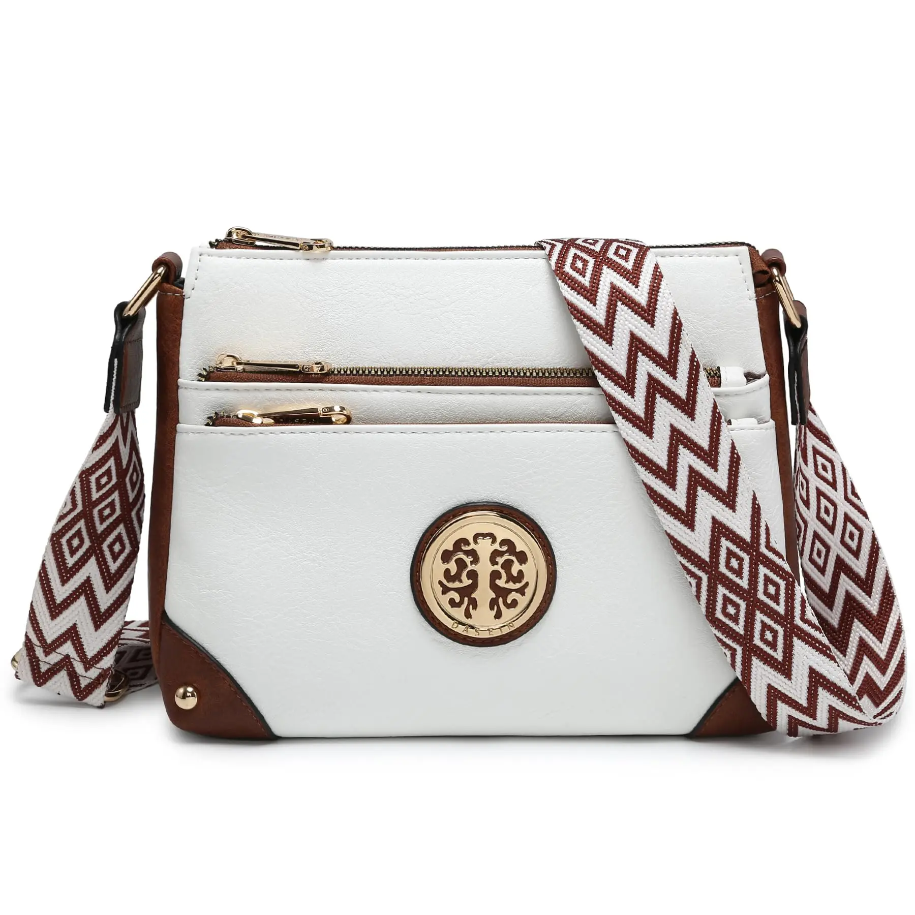 Dasein Crossbody Purses for Women Trendy Multi Pockets Shoulder spring Bag Medium Handbags with Guitar Strap