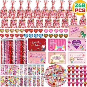 268PCS Valentines Day Cards for Kids School Valentines Day Gifts for Kids Classroom Class valentine Goodie Bags Stuffers Party Favors Bulk Non Candy Prizes Treats Valentines Gifts for Students