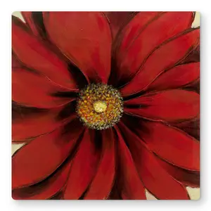 212 MAIN Artistic Contemporary Lightweight Aluminium Red Daisy Unframed Metal Print Wall Art, 16x16 in, Nature-Themed Artwork for Home Interior Bedroom Decor, Unframed Wall Art