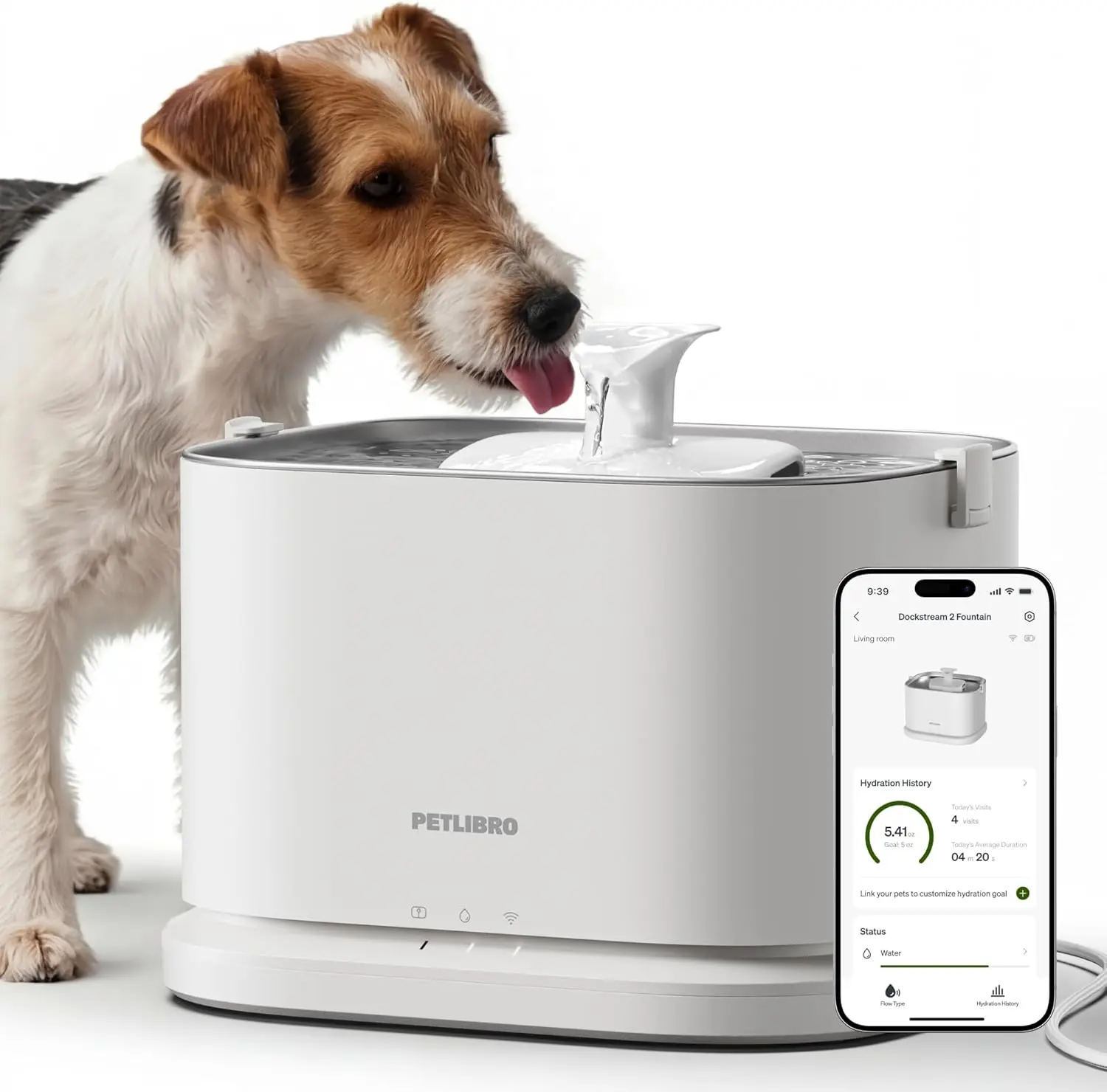 3L Smart Stainless Steel Automatic Pet Water Fountain for Small-Medium Dogs & Cats, Auto Flow, Hydration Track, Modern Clean Design